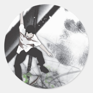 Pegatina Redonda Patineta