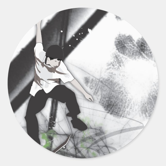 Pegatina Redonda Patineta (Anverso)