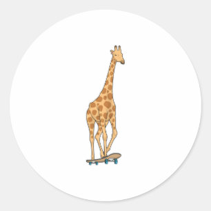 Pegatina Redonda Patineta Giraffe