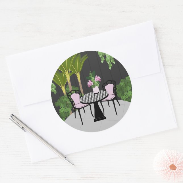 Pegatina Redonda Patio del jardín Medinilla (Sobre)