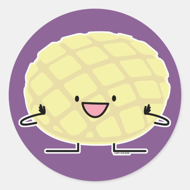 Pegatina Redonda Patisserie dulce del pan del concha japonés de la (Anverso)