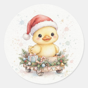 Pegatina Redonda Patito del Desfile de Navidad