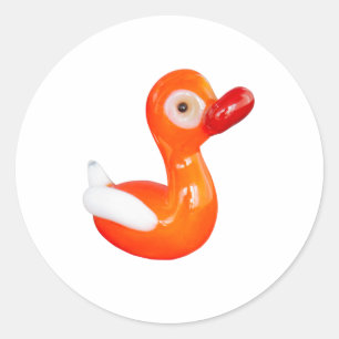 Pegatina Redonda patito Naranja de Baby Shower