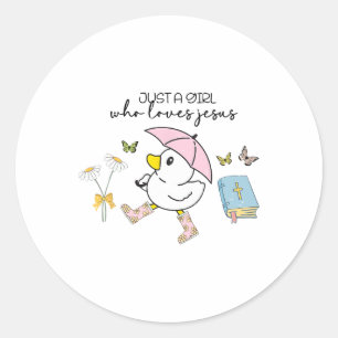 Pegatina Redonda Patitos Lindos Solo Una Chica Que Ama A Jesús Cris