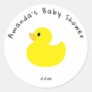 Pegatina Redonda Pato Amarillo - Baby Shower