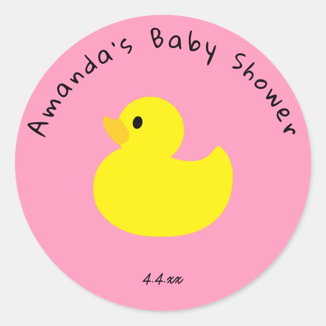 Pegatina Redonda Pato amarillo - Baby Shower (Anverso)