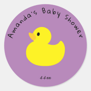 Pegatina Redonda Pato amarillo - Baby Shower