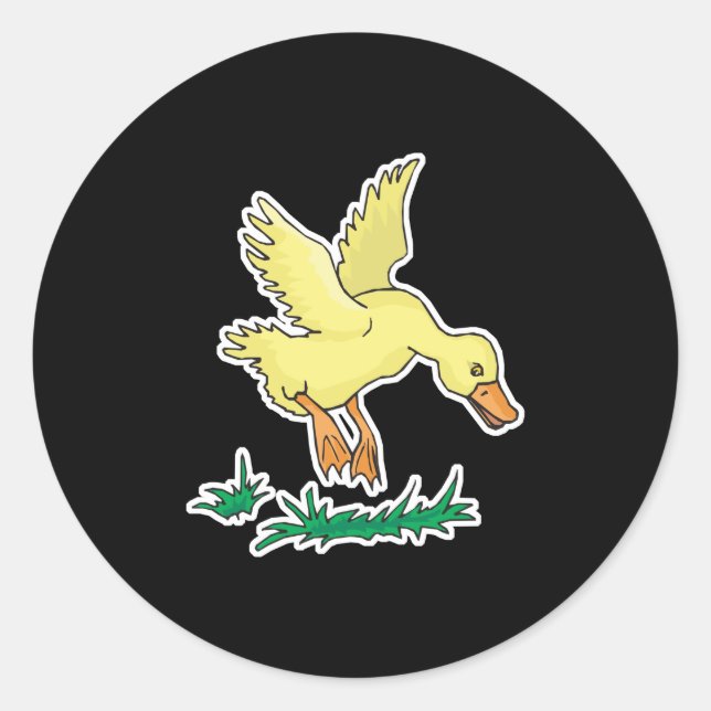 Pegatina Redonda pato amarillo lindo (Anverso)