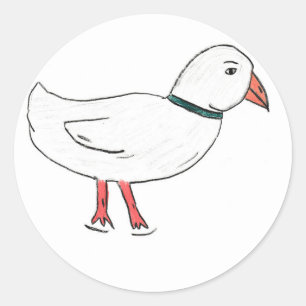 Pegatina Redonda Pato blanco