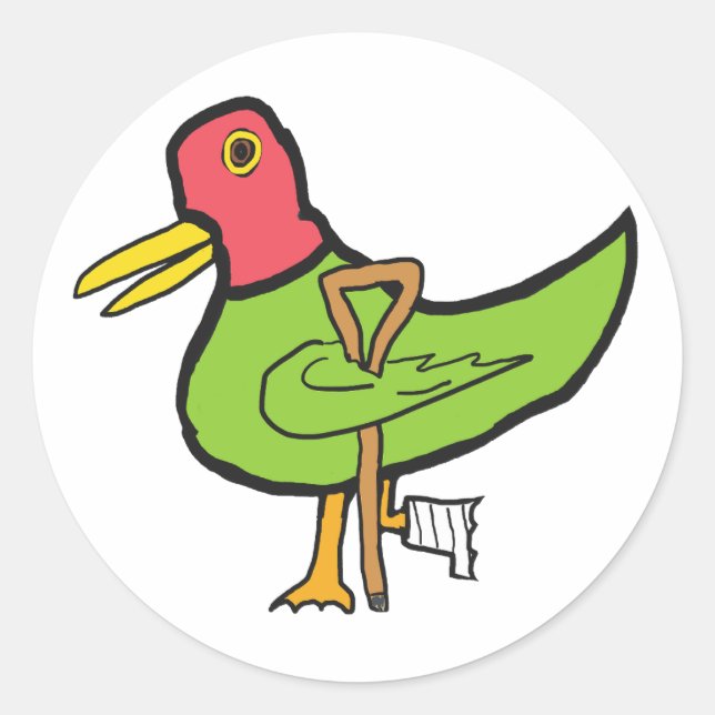Pegatina Redonda Pato Cojo (Anverso)
