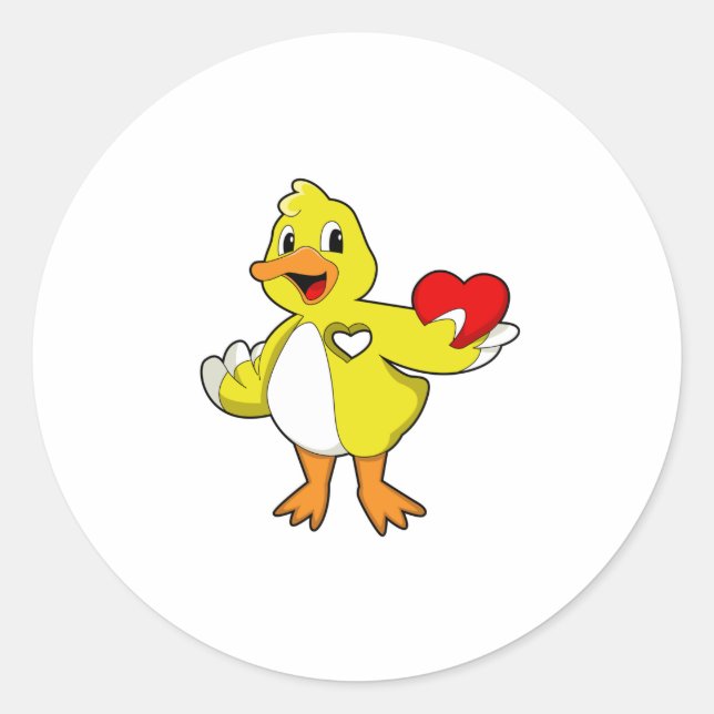 Pegatina Redonda Pato con corazón (Anverso)