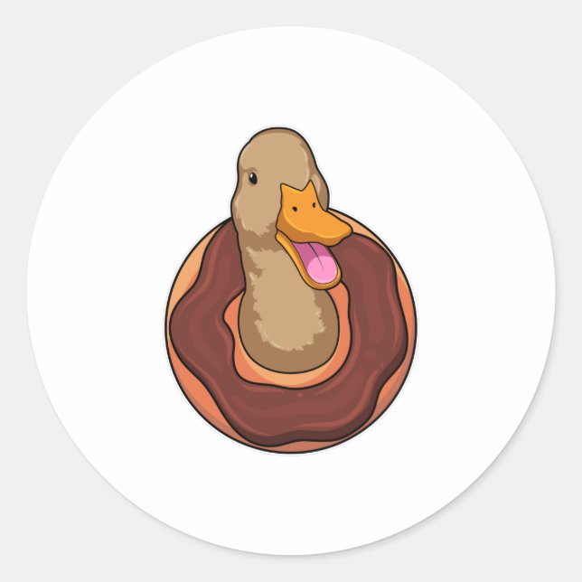 Pegatina Redonda Pato con Donut (Anverso)