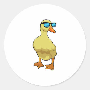 Pegatina Redonda Pato con gafas de sol