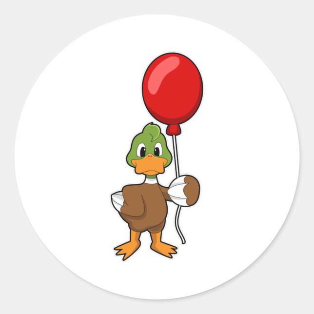 Pegatina Redonda Pato con globo (Anverso)