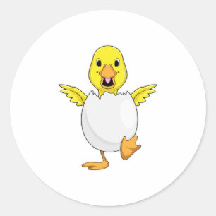 Pegatina Redonda Pato con huevo