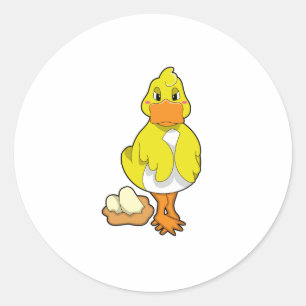 Pegatina Redonda Pato con huevos
