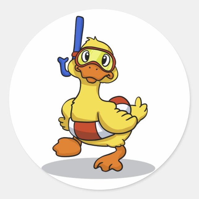 Pegatina Redonda Pato con máscara de buceo | elegir el color de vue (Anverso)