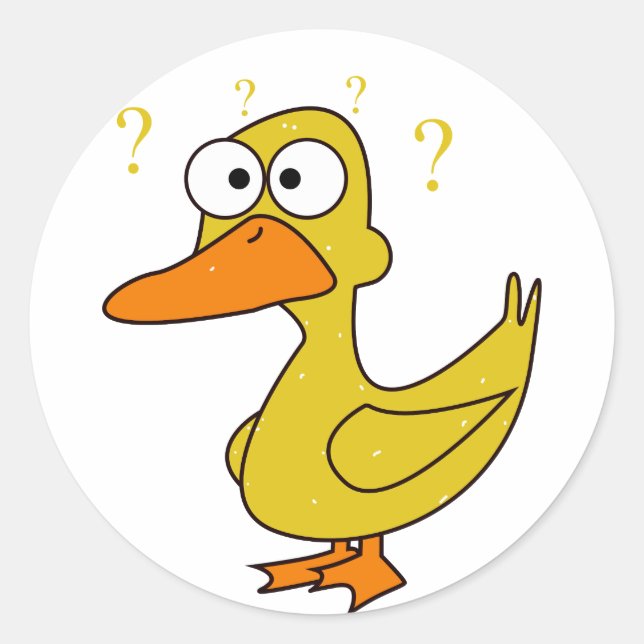Pegatina Redonda Pato confuso (Anverso)