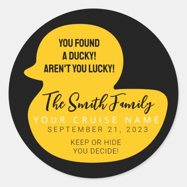 Pegatina Redonda Pato de crucero amarillo (Anverso)