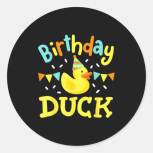 Pegatina Redonda Pato de cumpleaños niños niñas niños pato de goma