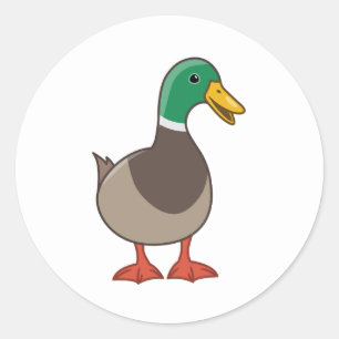 Pegatina Redonda Pato de dibujos animados lindo