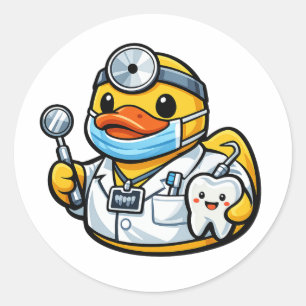 Pegatina Redonda Pato de goma dentista