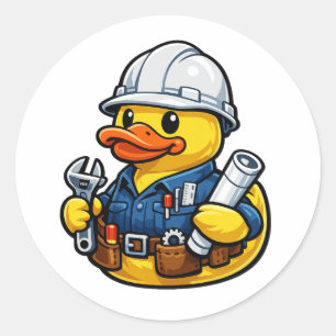 Pegatina Redonda Pato de Goma Ingeniero