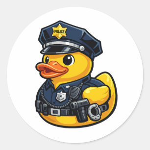 Pegatina Redonda Pato de goma oficial de policía