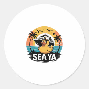 Pegatina Redonda Pato de goma Sea Ya crucero vacaciones familia Mat