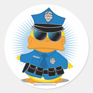 Pegatina Redonda Pato de policía