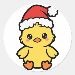 Pegatina Redonda Pato de Santa Navidad