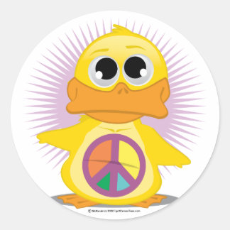 Pegatina Redonda Pato de signo de paz