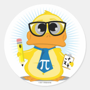Pegatina Redonda Pato del profesor de matemáticas