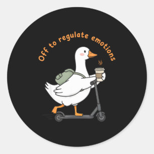Pegatina Redonda Pato divertido de salud mental para regular emocio