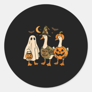 Pegatina Redonda Pato Divertido Pato Boo Disfraz de Halloween Pato