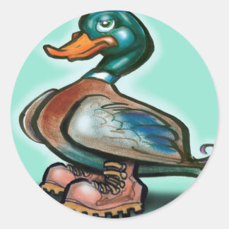 Pegatina Redonda Pato en botas del trabajo