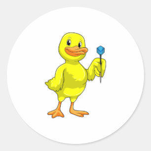 Pegatina Redonda Pato en Darts con Dart