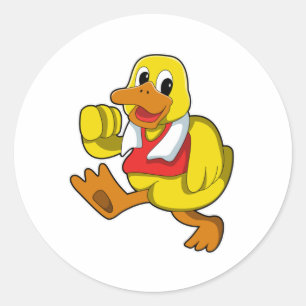Pegatina Redonda Pato en ejecución