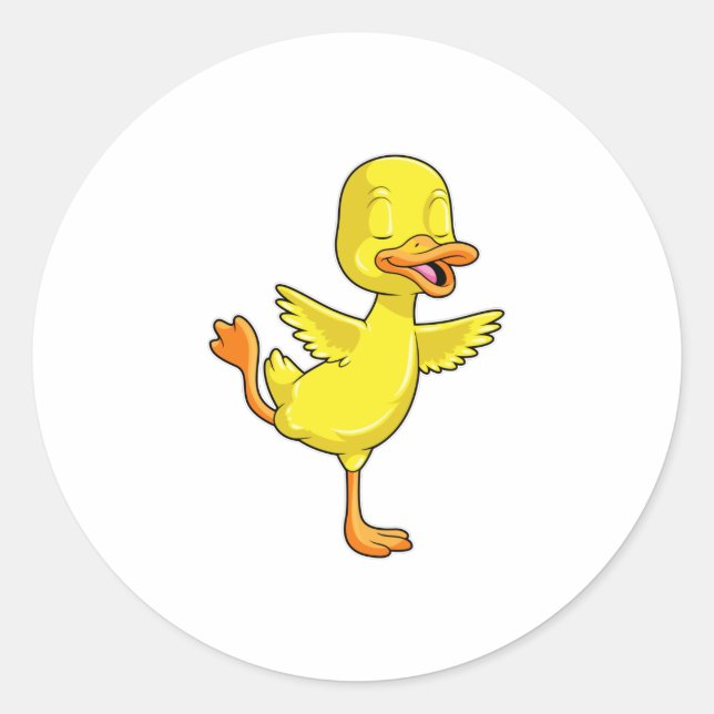 Pegatina Redonda Pato en el gimnasio del yoga en una pierna (Anverso)