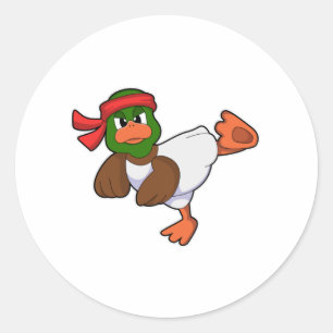 Pegatina Redonda Pato en el Karate de las artes marciales