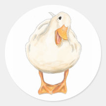 Pato feliz, animal lindo, hecho a mano, acuarela