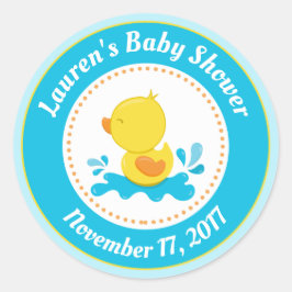 Pegatina Redonda Pato Pegatinas Baby Shower Favorito Blue Baby Boy