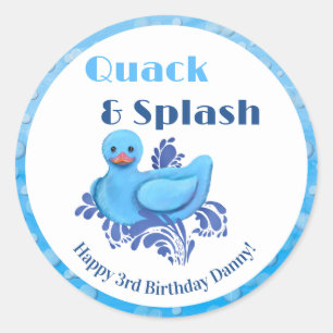 Pegatina Redonda Pato Quack y Splash cumpleaños 3