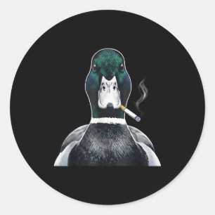 Pegatina Redonda Pato real fumando cigarrillo meme divertido pato r