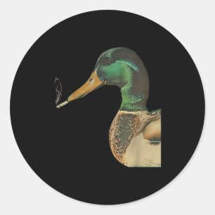 Pegatina Redonda Pato real fumando cigarrillo meme divertido pato r