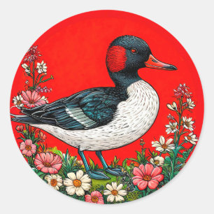 Pegatina Redonda Pato vibrante ilustrado