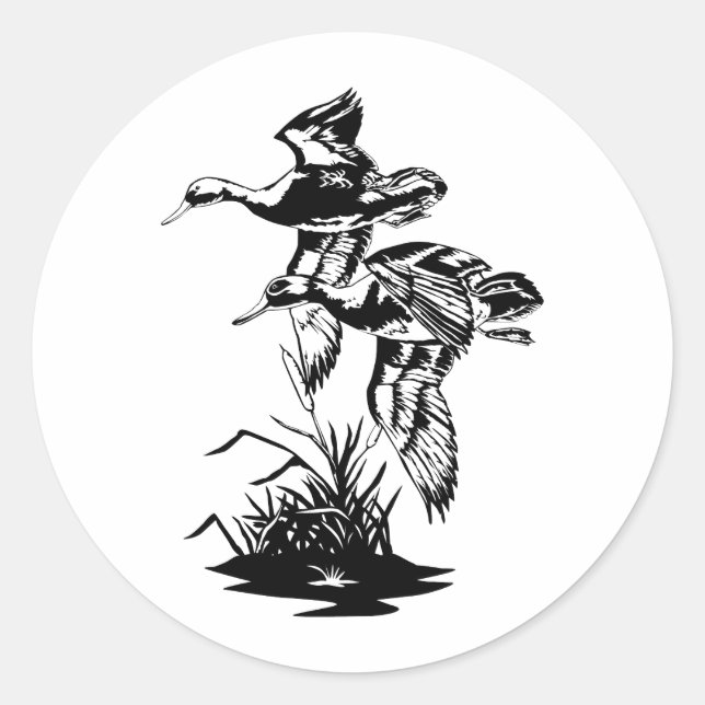 PEGATINA REDONDA PATO VOLANDO (Anverso)