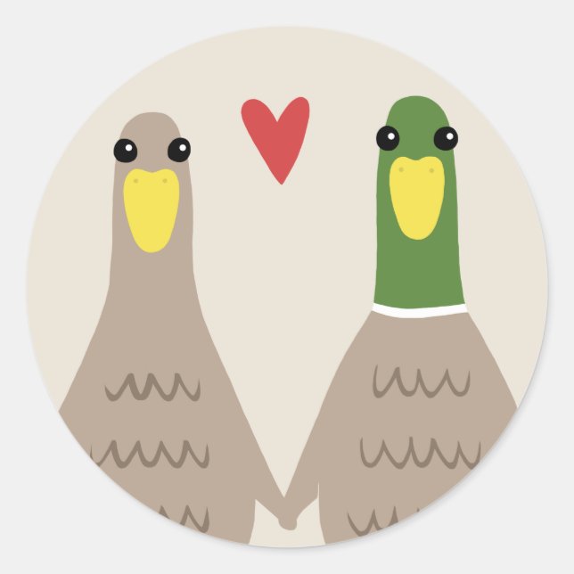 Pegatina Redonda Patos de amor (Anverso)