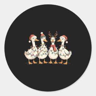 Pegatina Redonda Patos Navideños Festivos Decorativos Alegre Navida