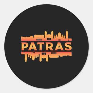 Pegatina Redonda Patras Grey City Skyline Cityscape Gracioso regalo